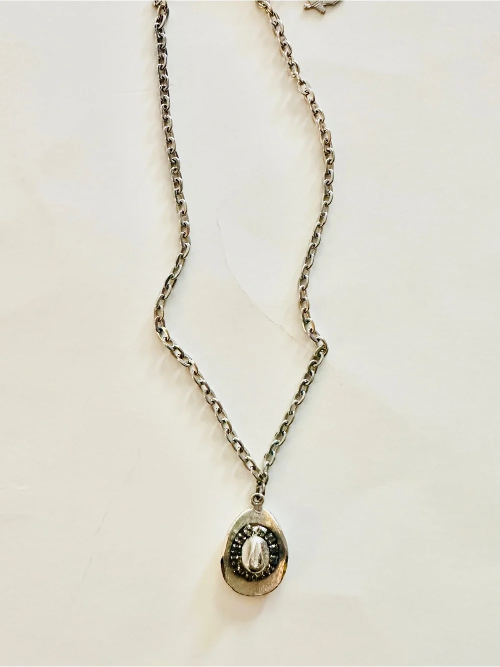 Necklace Silver Cowboy Cowgirl Western Rodeo Hat Pendant Charm With Chai